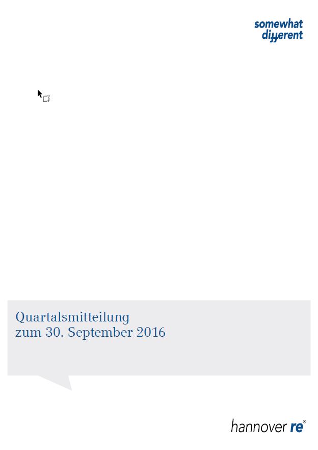 Quartalsmitteilung zum 30. September 2016